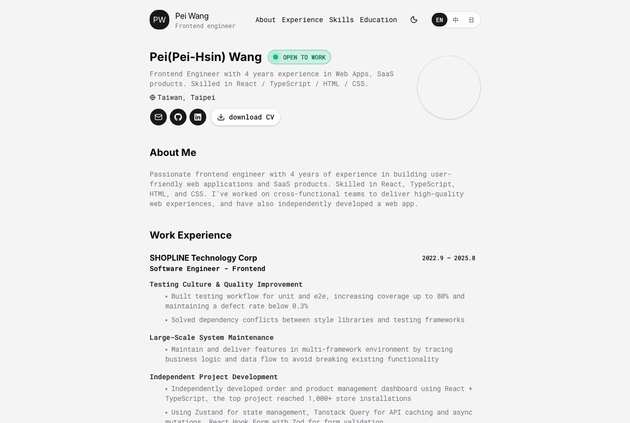 Personal Website screenshot